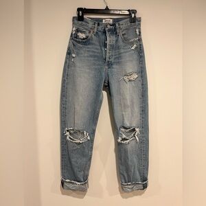 Agolde Light Blue Distressed relaxed fit Jeans
